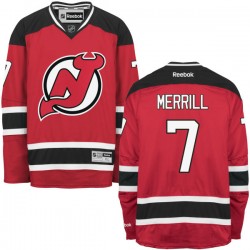 New Jersey Devils Jon Merrill Official Red Reebok Premier Adult Home NHL Hockey Jersey