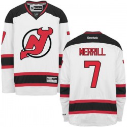 New Jersey Devils Jon Merrill Official White Reebok Premier Adult Away NHL Hockey Jersey