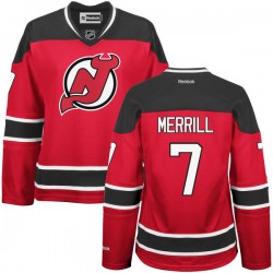 New Jersey Devils Jon Merrill Official Red Reebok Premier Women's Alternate NHL Hockey Jersey