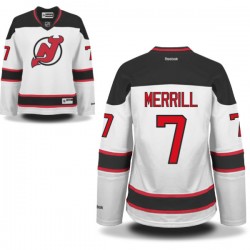 New Jersey Devils Jon Merrill Official White Reebok Premier Women's Away NHL Hockey Jersey