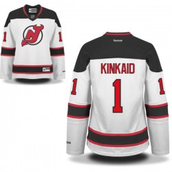 New Jersey Devils Keith Kinkaid Official White Reebok Premier Women's Away NHL Hockey Jersey