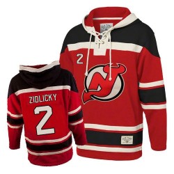 New Jersey Devils Marek Zidlicky Official Red Old Time Hockey Premier Adult Sawyer Hooded Sweatshirt Jersey