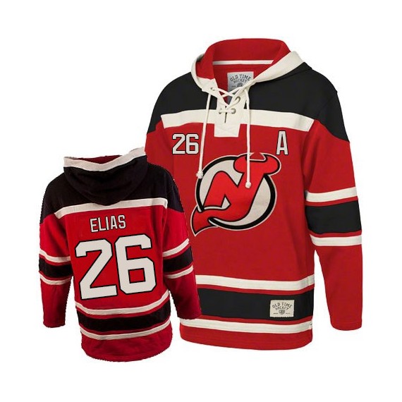 زيت المحلب Old Time Hockey New Jersey Devils #26 Patrik Elias Red With Black Hoodie قطع غيار جيب تويوتا