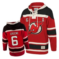 New Jersey Devils Andy Greene Official Green Old Time Hockey Premier Adult Red Sawyer Hooded Sweatshirt Jersey