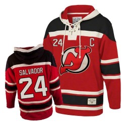 New Jersey Devils Bryce Salvador Official Red Old Time Hockey Authentic Adult Sawyer Hooded Sweatshirt Jersey