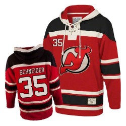 New Jersey Devils Cory Schneider Official Red Old Time Hockey Authentic Adult Sawyer Hooded Sweatshirt Jersey