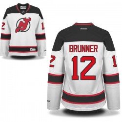 New Jersey Devils Damien Brunner Official White Reebok Authentic Women's Away NHL Hockey Jersey