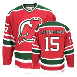 New Jersey Devils Jamie Langenbrunner Official Red/Green CCM Authentic Adult Team Classic Throwback NHL Hockey Jersey