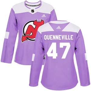 New Jersey Devils John Quenneville Official Purple Adidas Authentic Women's Fights Cancer Practice NHL Hockey Jersey