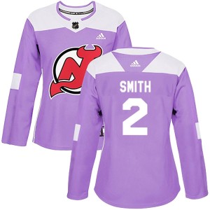New Jersey Devils Brendan Smith Official Purple Adidas Authentic Women's Fights Cancer Practice NHL Hockey Jersey