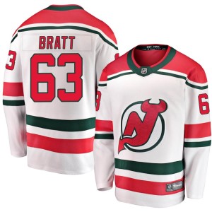New Jersey Devils Jesper Bratt Official White Fanatics Branded Breakaway Adult Alternate NHL Hockey Jersey