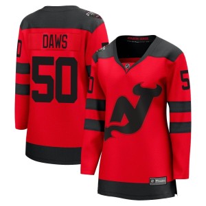 New Jersey Devils Nico Daws Official Red Fanatics Branded Breakaway Women's 2024 Stadium Series NHL Hockey Jersey
