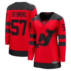 New Jersey Devils Nick DeSimone Official Red Fanatics Branded Breakaway Women's 2024 Stadium Series NHL Hockey Jersey