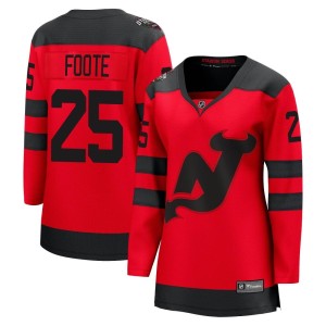 New Jersey Devils Nolan Foote Official Red Fanatics Branded Breakaway Women's 2024 Stadium Series NHL Hockey Jersey