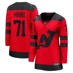 New Jersey Devils Yushiroh Hirano Official Red Fanatics Branded Breakaway Women's 2024 Stadium Series NHL Hockey Jersey