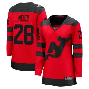 New Jersey Devils Timo Meier Official Red Fanatics Branded Breakaway Women's 2024 Stadium Series NHL Hockey Jersey