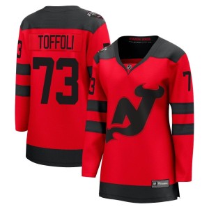 New Jersey Devils Tyler Toffoli Official Red Fanatics Branded Breakaway Women's 2024 Stadium Series NHL Hockey Jersey