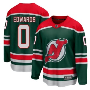 New Jersey Devils Ethan Edwards Official Green Fanatics Branded Breakaway Youth 2020/21 Special Edition NHL Hockey Jersey