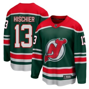 New Jersey Devils Nico Hischier Official Green Fanatics Branded Breakaway Youth 2020/21 Special Edition NHL Hockey Jersey