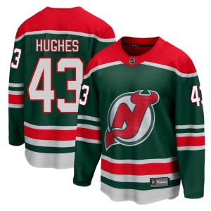 New Jersey Devils Luke Hughes Official Green Fanatics Branded Breakaway Youth 2020/21 Special Edition NHL Hockey Jersey