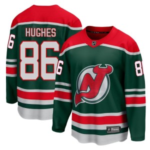 New Jersey Devils Jack Hughes Official Green Fanatics Branded Breakaway Youth 2020/21 Special Edition NHL Hockey Jersey