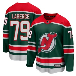 New Jersey Devils Samuel Laberge Official Green Fanatics Branded Breakaway Youth 2020/21 Special Edition NHL Hockey Jersey