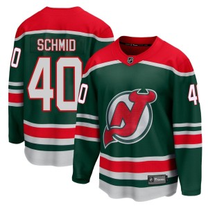 New Jersey Devils Akira Schmid Official Green Fanatics Branded Breakaway Youth 2020/21 Special Edition NHL Hockey Jersey