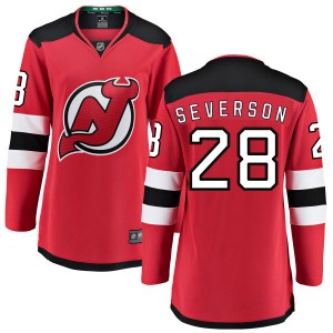 New Jersey Devils Damon Severson Official Red Fanatics Branded Breakaway Women's Home NHL Hockey Jersey