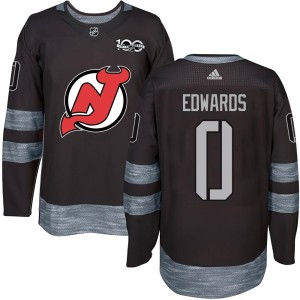 New Jersey Devils Ethan Edwards Official Black Authentic Adult 1917-2017 100th Anniversary NHL Hockey Jersey