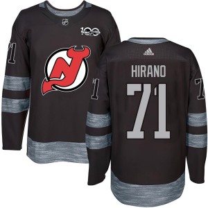 New Jersey Devils Yushiroh Hirano Official Black Authentic Adult 1917-2017 100th Anniversary NHL Hockey Jersey
