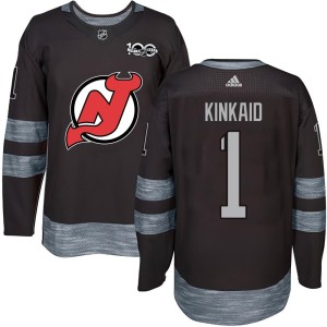 New Jersey Devils Keith Kinkaid Official Black Authentic Adult 1917-2017 100th Anniversary NHL Hockey Jersey