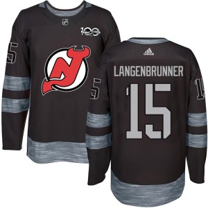 New Jersey Devils Jamie Langenbrunner Official Black Authentic Adult 1917-2017 100th Anniversary NHL Hockey Jersey