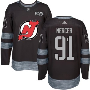 New Jersey Devils Dawson Mercer Official Black Authentic Adult 1917-2017 100th Anniversary NHL Hockey Jersey
