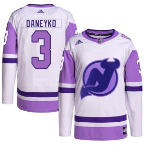 New Jersey Devils Ken Daneyko Official White/Purple Adidas Authentic Adult Hockey Fights Cancer Primegreen NHL Hockey Jersey