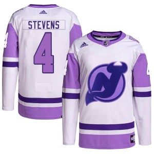 New Jersey Devils Scott Stevens Official White/Purple Adidas Authentic Adult Hockey Fights Cancer Primegreen NHL Hockey Jersey