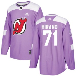 New Jersey Devils Yushiroh Hirano Official Purple Adidas Authentic Youth Fights Cancer Practice NHL Hockey Jersey