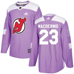 New Jersey Devils Kurtis MacDermid Official Purple Adidas Authentic Youth Fights Cancer Practice NHL Hockey Jersey
