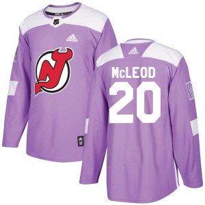 New Jersey Devils Michael McLeod Official Purple Adidas Authentic Youth Fights Cancer Practice NHL Hockey Jersey