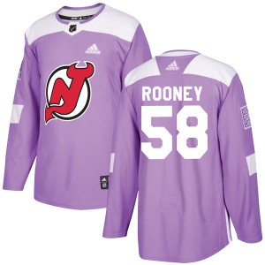 New Jersey Devils Kevin Rooney Official Purple Adidas Authentic Youth Fights Cancer Practice NHL Hockey Jersey
