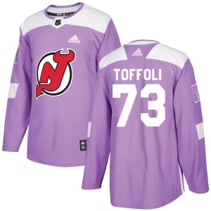 New Jersey Devils Tyler Toffoli Official Purple Adidas Authentic Youth Fights Cancer Practice NHL Hockey Jersey