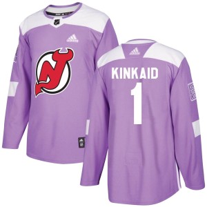 New Jersey Devils Keith Kinkaid Official Purple Adidas Authentic Adult Fights Cancer Practice NHL Hockey Jersey