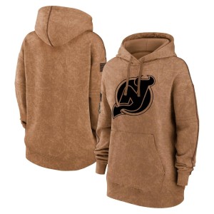 New Jersey Devils Official Brown Women's 2023 Salute to Service Pullover Hoodie
