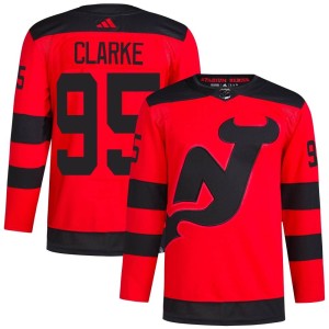 New Jersey Devils Graeme Clarke Official Red Adidas Authentic Adult 2024 Stadium Series Primegreen NHL Hockey Jersey
