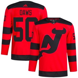 New Jersey Devils Nico Daws Official Red Adidas Authentic Adult 2024 Stadium Series Primegreen NHL Hockey Jersey