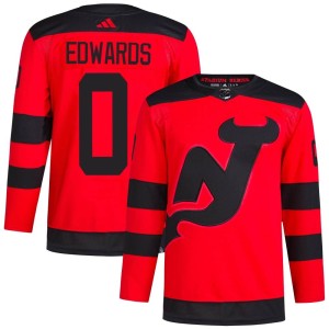 New Jersey Devils Ethan Edwards Official Red Adidas Authentic Adult 2024 Stadium Series Primegreen NHL Hockey Jersey