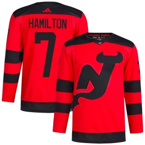New Jersey Devils Dougie Hamilton Official Red Adidas Authentic Adult 2024 Stadium Series Primegreen NHL Hockey Jersey