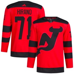 New Jersey Devils Yushiroh Hirano Official Red Adidas Authentic Adult 2024 Stadium Series Primegreen NHL Hockey Jersey