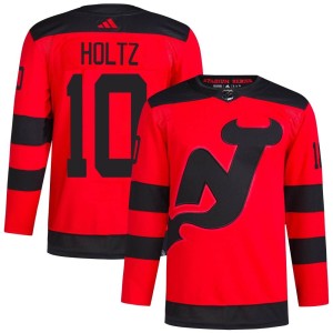 New Jersey Devils Alexander Holtz Official Red Adidas Authentic Adult 2024 Stadium Series Primegreen NHL Hockey Jersey