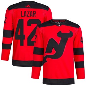 New Jersey Devils Curtis Lazar Official Red Adidas Authentic Adult 2024 Stadium Series Primegreen NHL Hockey Jersey