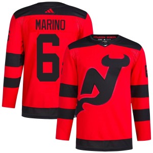 New Jersey Devils John Marino Official Red Adidas Authentic Adult 2024 Stadium Series Primegreen NHL Hockey Jersey